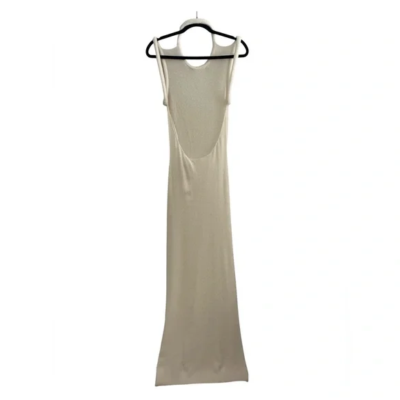 NEW Aya Muse Aura Ivory Cream Silk Wool Cashmere Sleeveless Dress Large - Picture 3 of 15